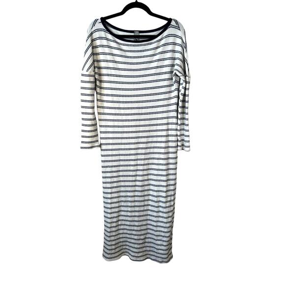 Go Couture New Striped Boat Neck Long Sleeve Sweater Maxi Dress White Navy S USA - Picture 3 of 10